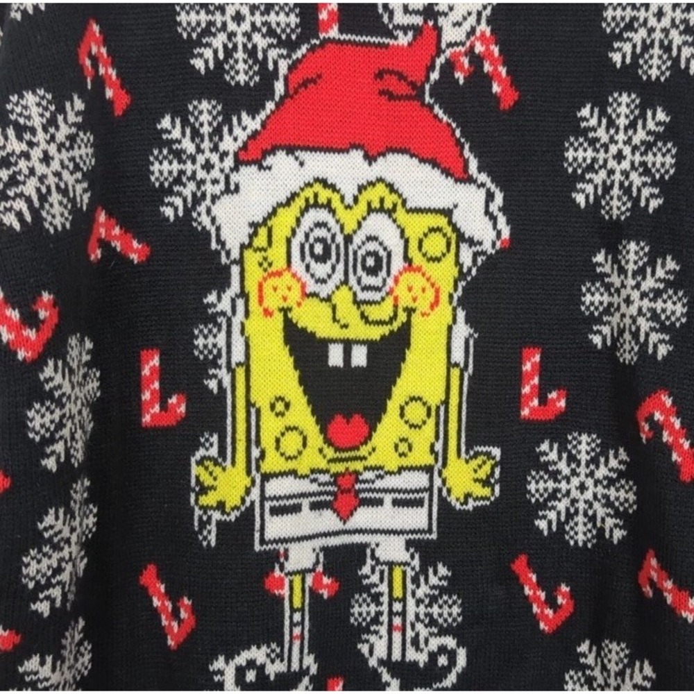 Nickelodeon SpongeBob SquarePants Christmas Sweater Holiday Santa Hat XL